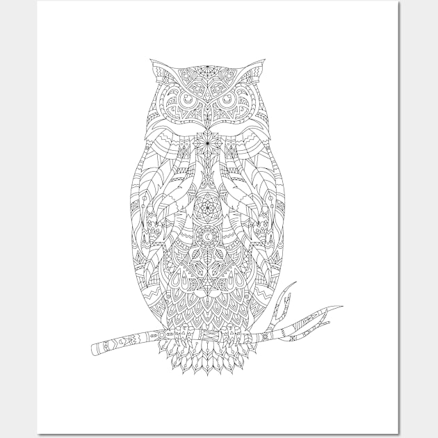 colorful owl line art idea Essential Sticker Wall Art by Marhaba